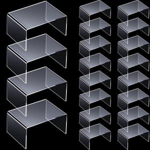 24 Pieces Acrylic Risers for Display Clear Acrylic Stand Shelf Display Risers for Collectibles Tabletop for Jewels Cupcakes Tea Sets Small Toys Arts Crafts and Candy (4 x 3 x 2 Inch)