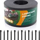 Black Plastic Garden Landscape Edging, 5 Tall Border Coil, Flexible and Strengthened with Anti-UV Treatment (100ft with 30pcs Stakes)