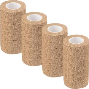 Self Adhesive Bandage Wrap,Vet Wrap for Dogs Breathable Flexible 5 Yards Stretchy 4 Inch Grip Adhesive Self Cohesive Adhering Adherent (Brown)
