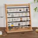 Poyilooo Earring Holder Organizer, Rustic Wood Earring Holder Stand, 5 Layer Jewelry Holder Organizer with 270 Earring Tree Holes Display Rack for Stud Earrings & Hoop Earrings, Gifts for Women