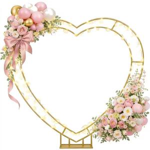 Metal Double Heart Arch Stand for Proposal, Heart Shaped Balloon Arch StandHeart Shaped Arch Frame, for Proposal Ceremony, Valentine's Day, Engagement, Birthday Party Baby Shower Decoration Decor