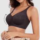MOEOZLLO Womens Seamless Bras No Underwire Push Up V Neck Wireless Bralettes with Soft Support Full Coverage Floral Bra