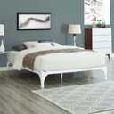 Modway Ollie Steel Modern Full Platform Bed Frame Mattress Foundation with Slat Support in White
