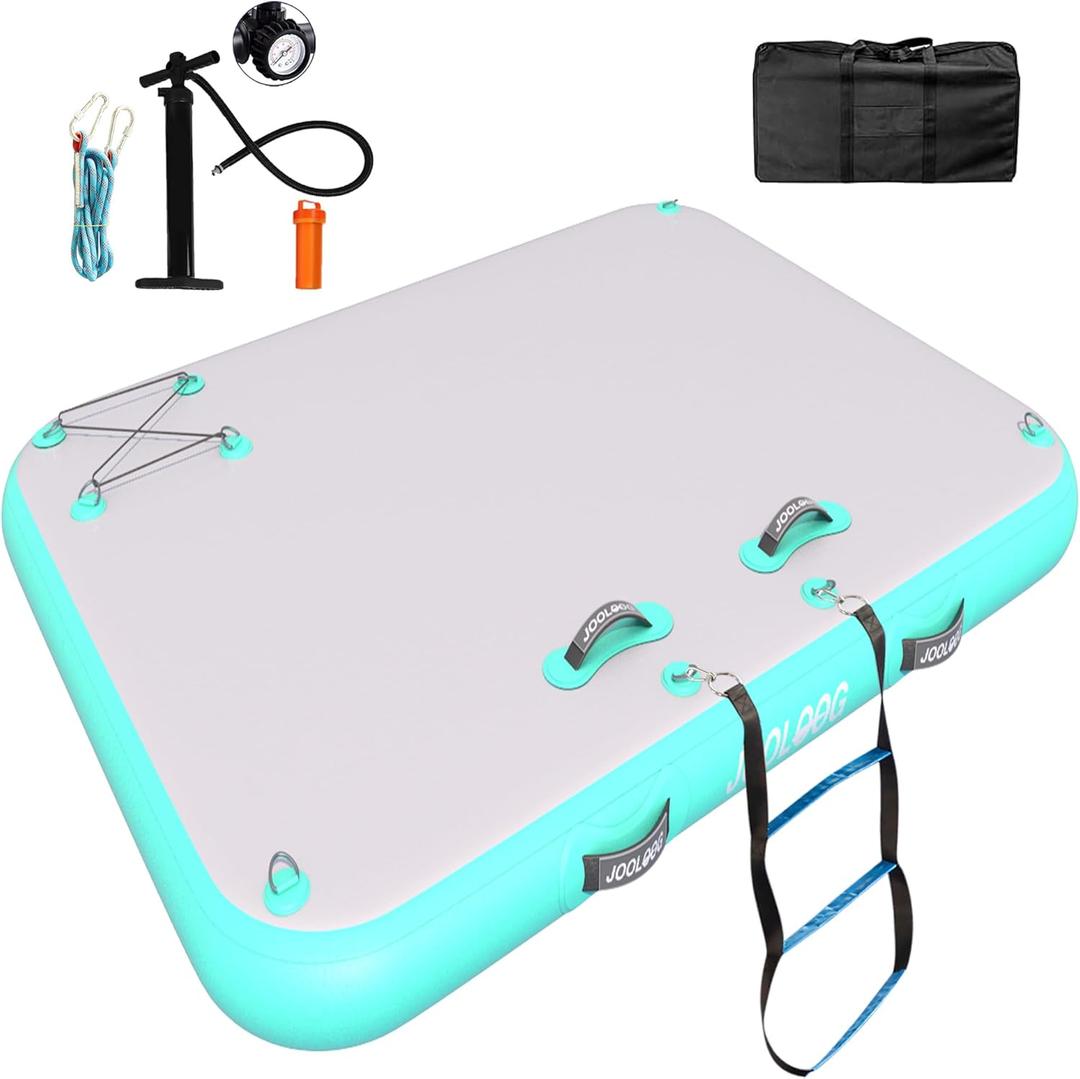 Inflatable Floating Dock Mat,6 inches Thick Inflatable Stable Platform Raft with Storage Bag None-Slip Surface for Lake Beach Pool