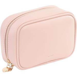 RIGHT AWAY Small Makeup Bag for Purse,Cosmetic Bag Organizer for Women,Waterproof PU Leather Make Up Pouch Toiletry Bag with Pockets,Portable Makeup Case for Travel Accessories&Accessories(Pink)
