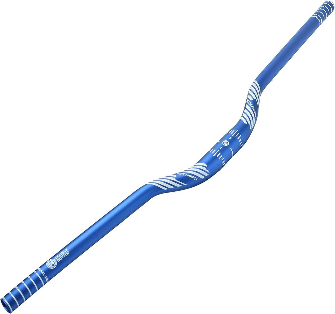 FIFTY-FIFTY Mountain Bike Riser Handlebar, Aluminum Alloy MTB Handlebar, 31.8mm Diameter, 780mm Wide Bicycle Bar, Blue, 35mm Rise