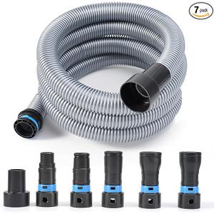 16FT Shop Vac Hose Dust Collection Hose Kit for Home & Shop Vacuum System with Expanded MultiBrand Power Tool Adapter Set with 6 Sander Vacuum Adapters for 21/4" Dust Collector Vacuum Connection
