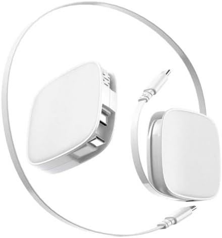 Retractable USB C to C Cable 3.3ft, 60W PD Fast Charging Cord, Reel Design Adjustable Length Charger for iPhone 17 16 Plus Pro Max, MacBook Pro/Air, iPad Pro, Galaxy S24 Ultra, Tangle-Free - White