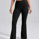 Pioneer Camp Women's Flare Yoga Pants Bootcut Flared Leggings with Pockets High Waist Tummy Control Bell Bottoms Gym Workout (Large, Black)