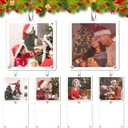 100 Pcs Christmas Hanging Photo Frame Ornaments, Personalized Clear Acrylic Double Sided Mini Christmas Picture Frame Ornaments with Rope for Xmas Tree Decoration (Square)