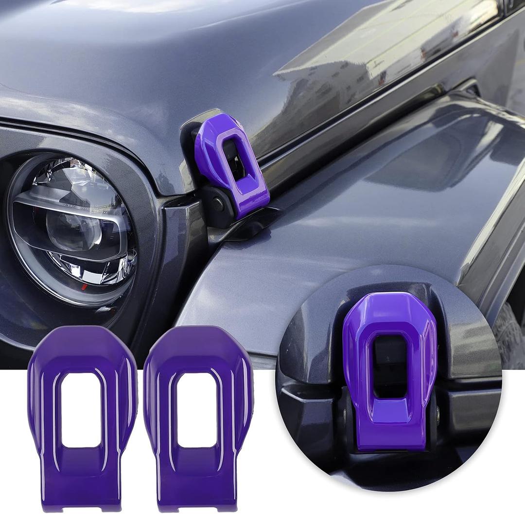 Voodonala for Jeep JL ABS Hood Latches Engine Buckle Bonnet Fastener Engine Cover Decor Trim Protction Cover for 2018-2026 Jeep Wrangler JL JLU Gladiator JT Exterior Accessories Purple 2pcs