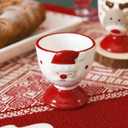 2-Piece Ceramic Egg Cup, Christmas Egg Cup Set, Suitable For Storing And Consuming Eggs, Home Breakfast Decoration, Ceramic Holiday Decorative Cups