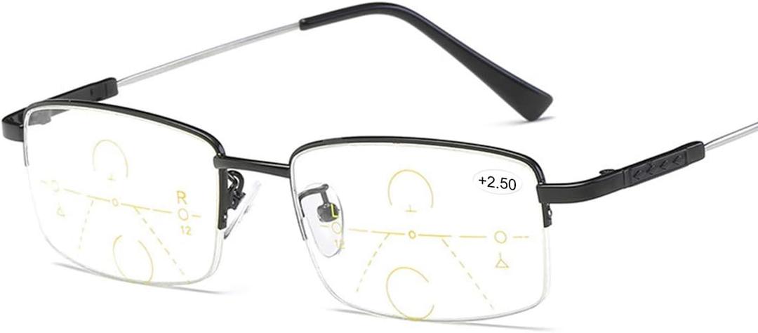 Progressive Multifocus Computer Reading Glasses Blue Light Blocking Readers, 2.5x, Black