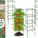 ZeeDix 4 Pack Tomato Cages for Garden 60 Inches, Heavy Duty Square Adjustable Tomato Trellis Cage Climbing Plant Support Trellis Plant Cages for Climbing Vegetables Flowers with 40Pcs Clips