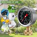 0~200Psi Stainless Steel Frame 3/4" Female Liquid Filled Pressure Gauge kit Plus 5 adapters, Waterproof, 2.7" Dial Size Multi-Purpose Pressure Gauge Tester for House, Water Pipes, Gardens