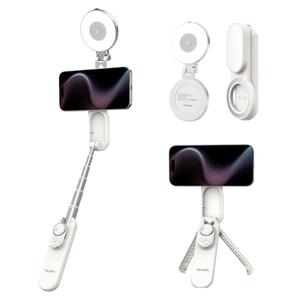 TELESIN Magnetic Selfie Stick Tripod with Selfie Light, Portable Mini Phone Tripods with Zoom Remote & Phone Ring Light,Cell Phone Stand for iPhone/Android, Mirror iPhone Light for TikTok/Photography