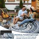 Cekene Round Outdoor Patio Rugs 8Ft Waterproof Reversible Outdoor Rugs with Carry Bags Lightweight Plastic Straw Rugs Portable RV Camping Mat Blue Floor Carpet for Deck Porch Picnic BBQ