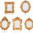 5 Pcs Mini Frames, Small Flower Oval Rectangle Vintage Gold Frames, Table Top Small Gold Frame for Home, Christmas, Holiday, Party Decor