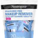 Neutrogena Fragrance-Free Makeup Remover Cleansing Towelette Singles, Individually-Wrapped Daily Face Wipes to Remove Dirt, Oil, Makeup & Waterproof Mascara for Travel & On-the-Go, 20 ct (Pack of 6)