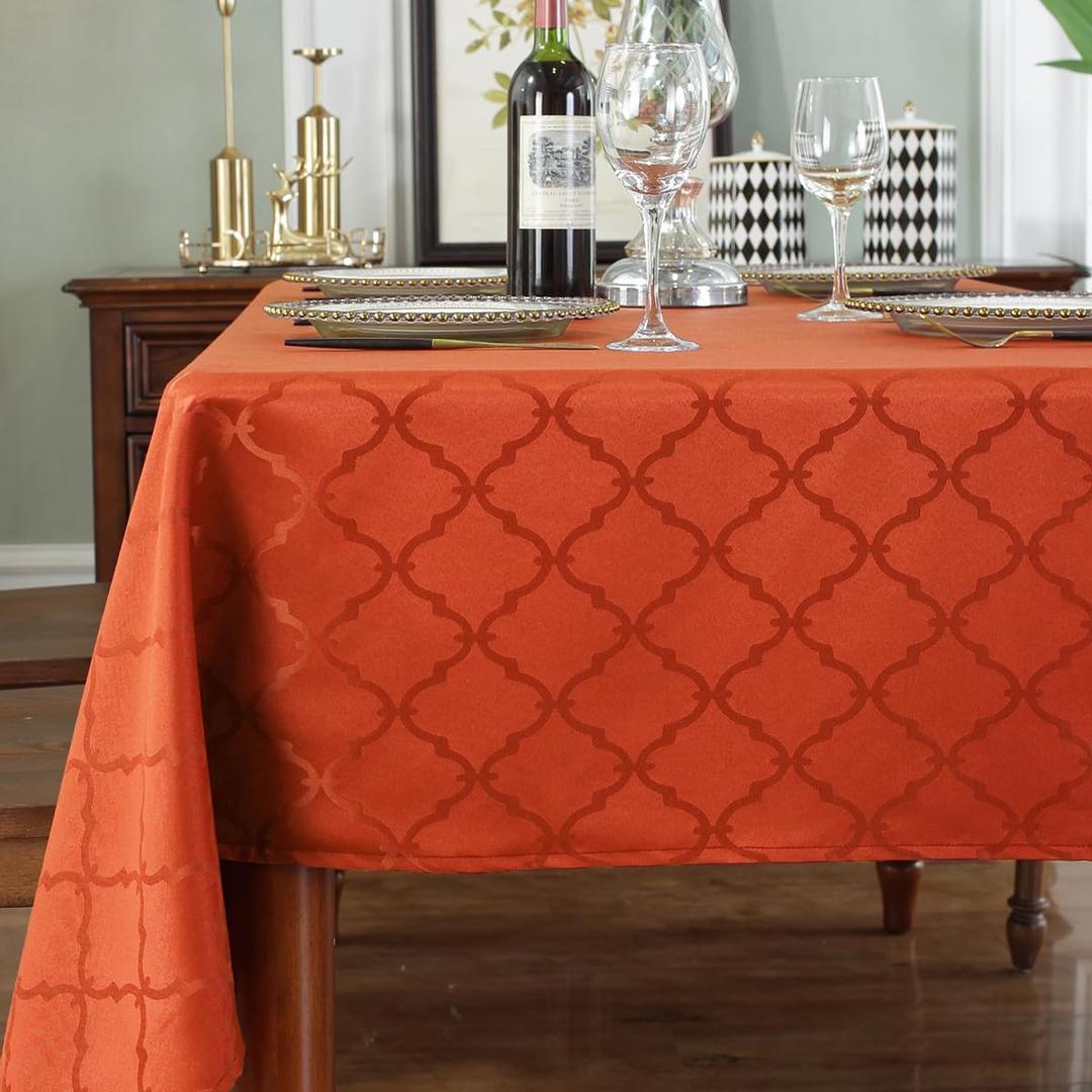 SASTYBALE Fall Tablecloth Floral Jacquard Polyester Table Cloth Spill Proof Wrinkle Resistant Table Cover for Harvest, Thanksgiving Decoration, (Rectangle,52"x70"(4-6 Seats, Rust)