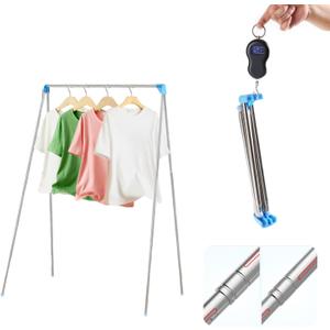 Lmaray Portable Travel Garment Rack, Upgraded Easy Folding Mini Drying Clothes Rack, Retractable Drying Rack for Laundry, Travel, Camping, Hotel, Dance in Random Colors (Longer & Wider)