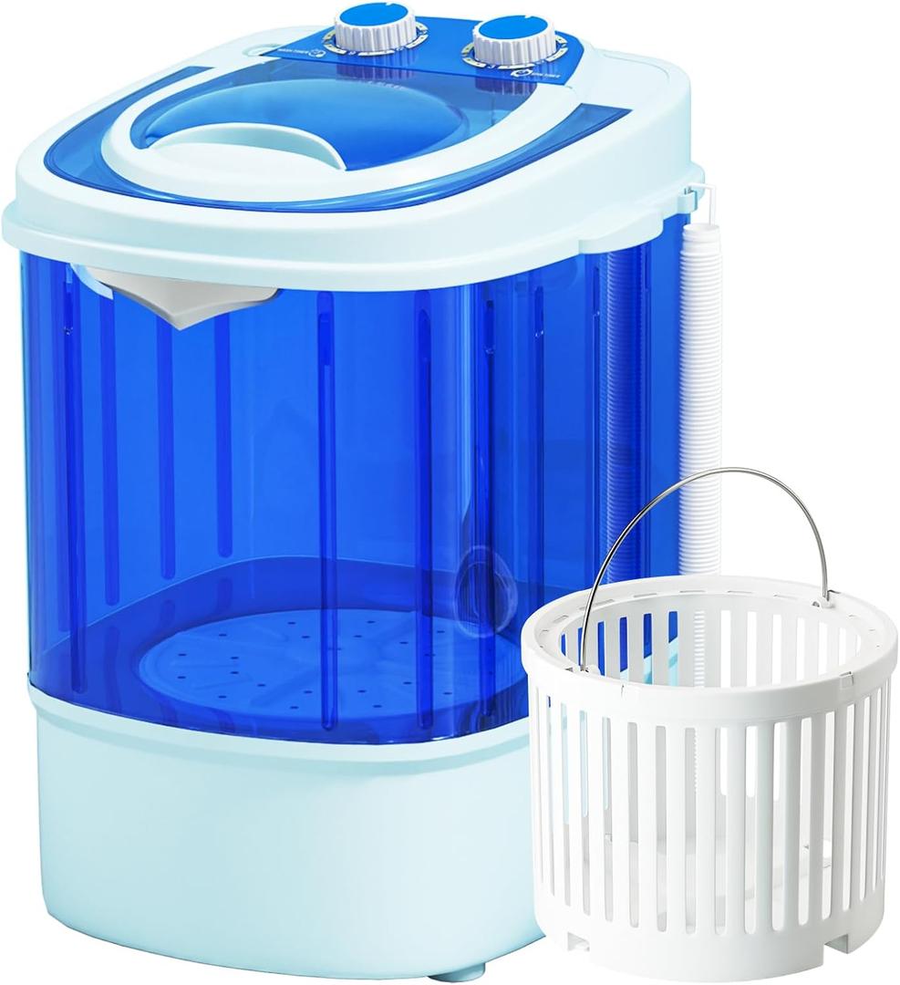 Superday Mini Portable Washing Machine, Single Tub Compact Washing Machine with Spin Cycle, 5.7LBS Washing Capacity Small Electric Washer Machine for Home, Apartments, Outdoor, RV, Dormitory, Blue