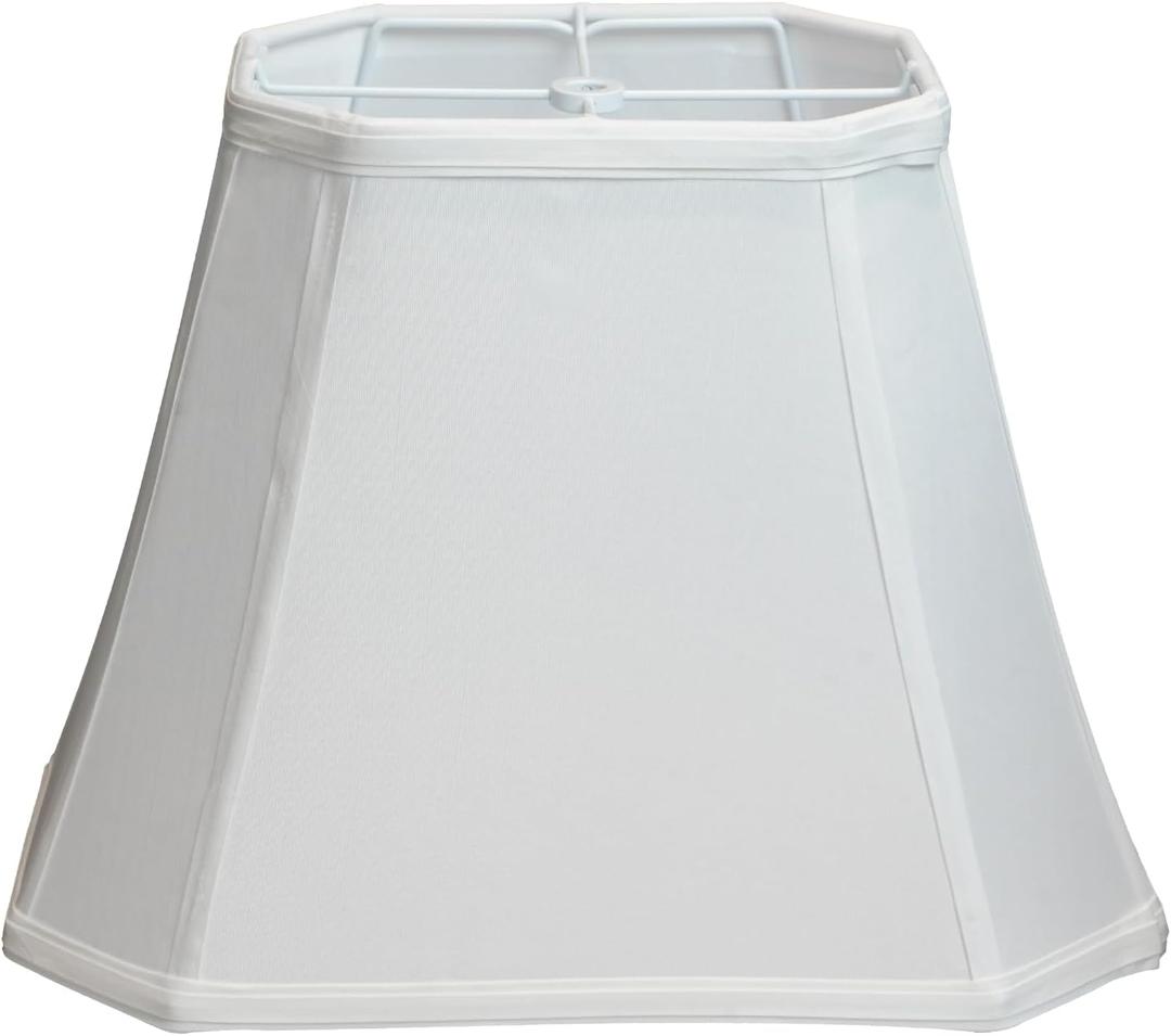Bell Lamp Shade, Rectangular Cut Corner Lampshades 8" Top x 14" Bottom x 10.5" High Lamp Shades for Table Floor Lamps, White Linen Replacement Shade Spider Fitter, Easy Assembly Required