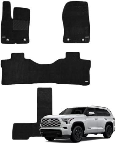 WENNEBIRD Superior Carpet Floor Mats for 2023-2025 Toyota Sequoia 7 Seats (Not for 8 Seats), 0.6-Inch Ultra-Thick, Noise-Reducing, All-Weather Waterproof Anti-Slip – 4-Pc Set