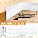 Pangda 4 Pcs 39.4 x 5.5 in White Wall Baseboard Covers Skirting Board Covers for 4.13 x 0.5in Baseboard Trim Polystyrene Moulding Easy DIY Installation for Room Office, Installed with Glue Not Include