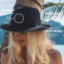 Joywant Womens Straw Fedora Beach Sun Hat, Packable Wide Brim Panama Hat for Women UV UPF50+ Summer Hat (Black)