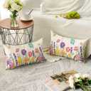 AVOIN colorlife Spring Flowers Tulip Lavender Eucalyptus Butterfly Throw Pillow Cover, 12 x 20 Inch Spring Cushion Case for Sofa Couch Set of 2
