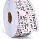 L LIKED White Raffle Tickets Double Rolls with consecutively Numbered 50/50 Stub Raffle Tickets for Events, Entry, Class Reward and More-1000 Tickets/Roll