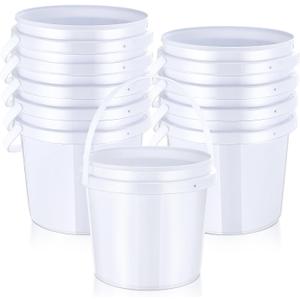 Yaomiao 10 Pcs 1 Gallon Bucket White Plastic Bucket Without Lids Paint Buckets Pails Paint Cans Storage with Handle Bucket Pail Container for Multipurpose Household Crafts Projects(1 Gallon)