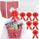Engrowtic 6 Pack Movie Night Gifts Baskets Plastic Popcorn Box Containers with Bags and Bows for Holiday Movie Lover Teacher Appreciation Birthday Party Favors DIY Kits
