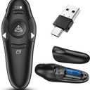 2-in-1 USB Type C Presentation Clicker Wireless Presenter Remote with Laser Pointer, RF 2.4GHz USB C PowerPoint Clicker Slide Advancer for Computer/Mac/Laptop