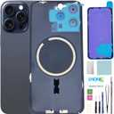 LNONLS 15 Pro Max Back Glass Replacement for iPhone 15 Pro Max Rear Back Cover Glass Waterproof and Camera Lens+Professional Repair Tool Kit (Blue Titanium)