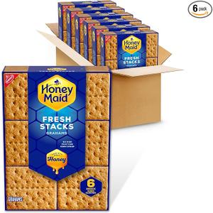 Honey Maid Fresh Stacks Graham Crackers, Bulk Travel Snacks, 6 Boxes (36 Multi Snack Packs), Best Before: 14/OCT/2025