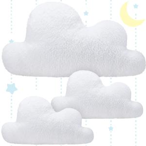 Unittype 3 Pcs Clouds Shaped Throw Decorative Pillows Cute Soft Cloud White Waist Rest Cushion Lovely Floor Cushion Reading Pillows 2 Size Girls Kids Cloud(23.6 Inch, 15 Inch)