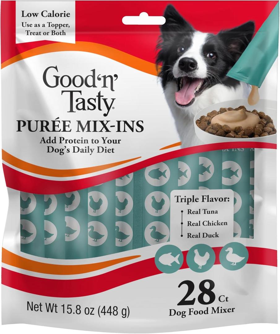 2 x Good 'n' Tasty Puree Mix-Ins Dog Food Topper or Treat, 28 Count (EXP 11/25/26)