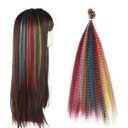 SARLA Syntheic Feather Hair Extensions 100 Pcs Colored Hair Piece for Women 10 Mixed Colors 16 Inch