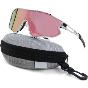 Dreammonkey Toddler Baseball Sunglasses 2T 3T 4T Baseball T Ball Lightweight UV400 Sports Cycling Shades For Boys Girls (White Black Frame Orange Lens)