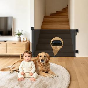 Retractable Baby Gate Mesh Safety Gate for Dogs & Babies, 55"W x 38"H