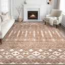 Tortania Area Rug Living Room Rugs - 8x10 Washable Large Soft Neutral Boho Moroccan Bohemian Farmhouse Rug Indoor Floor Carpet for Bedroom Under Dining Table Home Office Decor - Red Brown