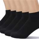 SERISIMPLE Thin Viscose Bamboo Low Cut Ankle Socks Men Breathable Sock Comfort Cool Softy Lightweight Sock 5 Paris (Black, L)