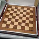 Hayes Inlaid Maple, Mahogany, and Sapele Wood Chess Board with Metal Pieces, 2.5 Inch King, and Extra Queens (Large 15 x 15 Inch Set)