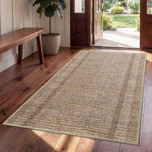 Entryway Runner Rug 3x5, Non Slip Washable Entry Mat Fit Under Door, Thin Soft Low Pile Carpet Area Rugs for Laundry Kitchen