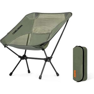 CAMEL CROWN Portable Camping Chair Lightweight Compact Folding Chair Mesh for Outdoor Camp Travel Beach Picnic Festival Hiking Backpacking Army Green