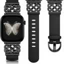 Minyee Celtic Knot Silicone Band Compatible with Apple Watch Band for Women 42/46/41/40/38/44/45/49mm, Dressy Thin Soft Silicone Stylish Sport Strap for iWatch Series 11 10 9 8 7 6 5 4 Ultra/SE 3 2 1