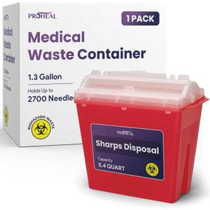 Large Sharps Containers for Home Use - 5.4 Quart Needle Disposal Container for Diabetes Needles, Syringes, and Blades - Large Bin for Biohazard Medical Waste
