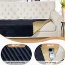 NAISI Couch Covers for Dogs Waterproof Flannel Striped Sofa Cover Pet Friendly Washable Dog Mat for Couch Anti Slip Sectional Sofa Slipcover Protector(2pcs/35"x63"+35"x70", Dark Navy)